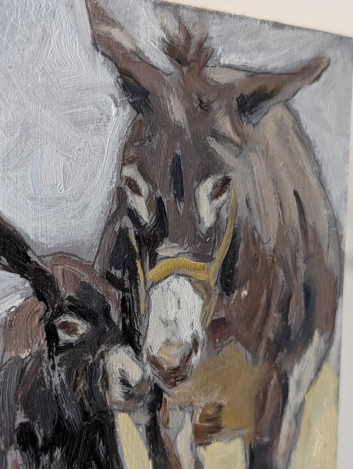 Maternité, portrait d'une ânesse, huile sur panneau, XXe siècle photo furniture