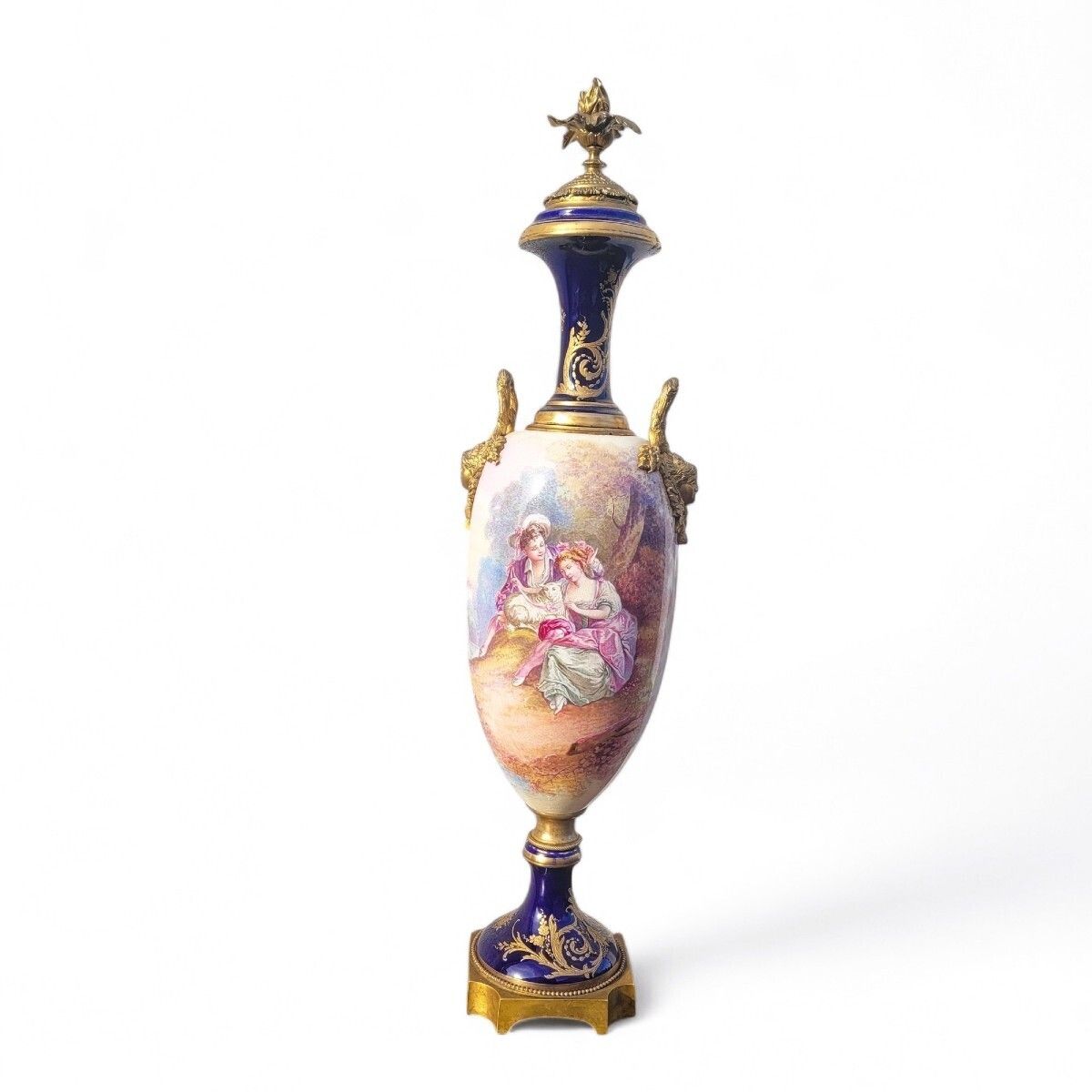 Grote vaas H87cm, porselein en brons, 19e eeuw