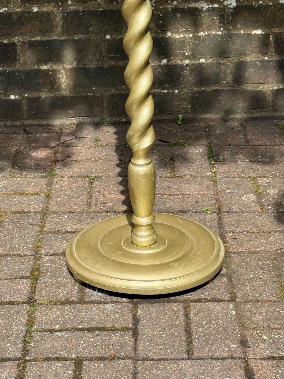Antique Barley Twist Standard Lamp Gold Painted Wooden Floor Lamp Early Mid 1900s   Needs Wiring photo 150.0