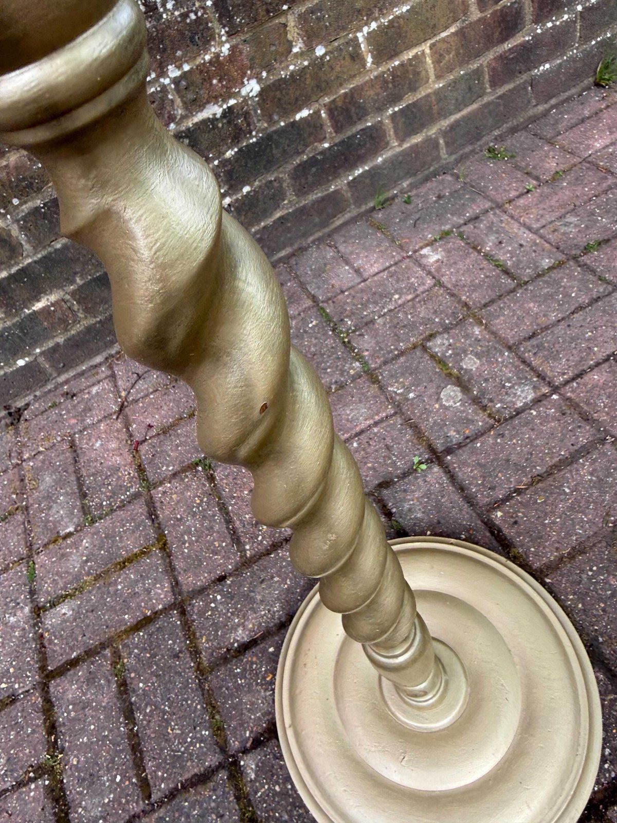 Antique Barley Twist Standard Lamp Gold Painted Wooden Floor Lamp Early Mid 1900s   Needs Wiring photo vintage