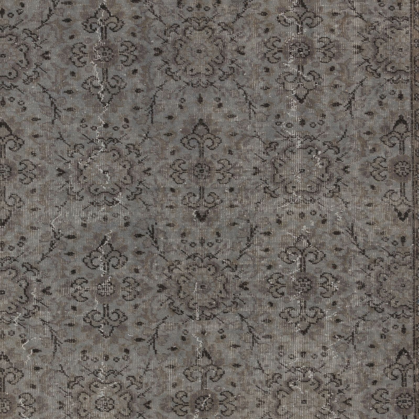 6x9.5 Ft Hand Knotted Vintage Anatolian Rug Overdyed In Gray For Living Room photo 489.0