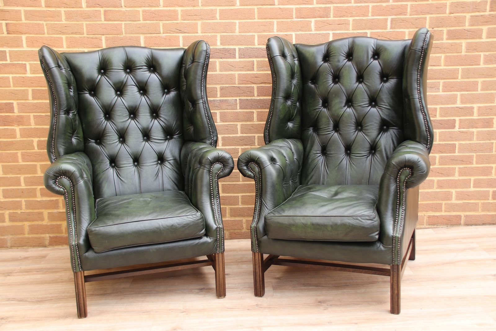 Pair Of Manchester Chesterfield High Back Directors Armchairs photo furniture