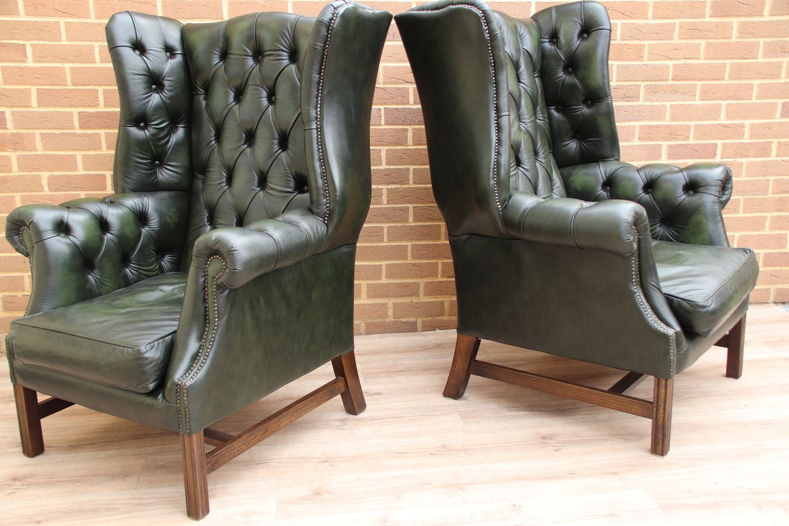 Pair Of Manchester Chesterfield High Back Directors Armchairs photo buy