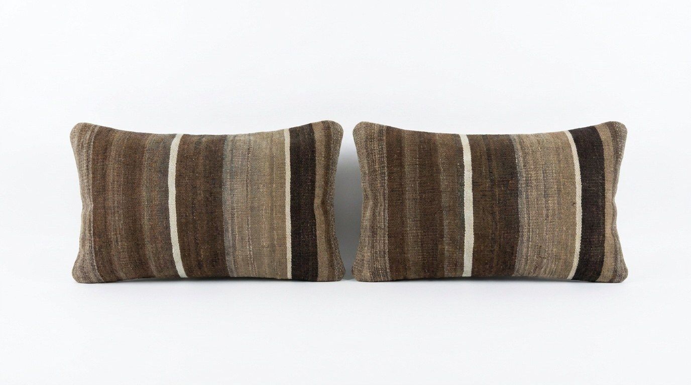 Housse de coussin lombaire kilim anatolien vintage, 28 x 50 cm, lot de deux