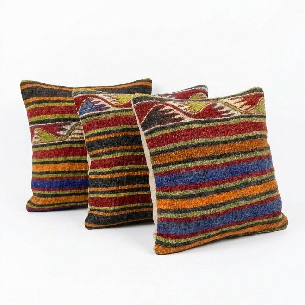 Turkische kilim kussenhoes 39 x 40 cm & 38 x 40 cm, set van twee photo for sale