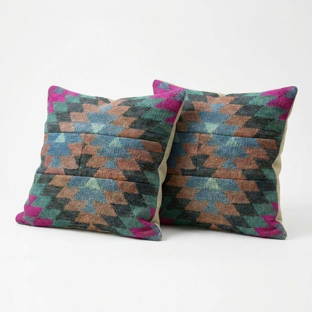 Striped Kilim Pillow Cover 45 X 45 Cm   Set Of Two photo furniture