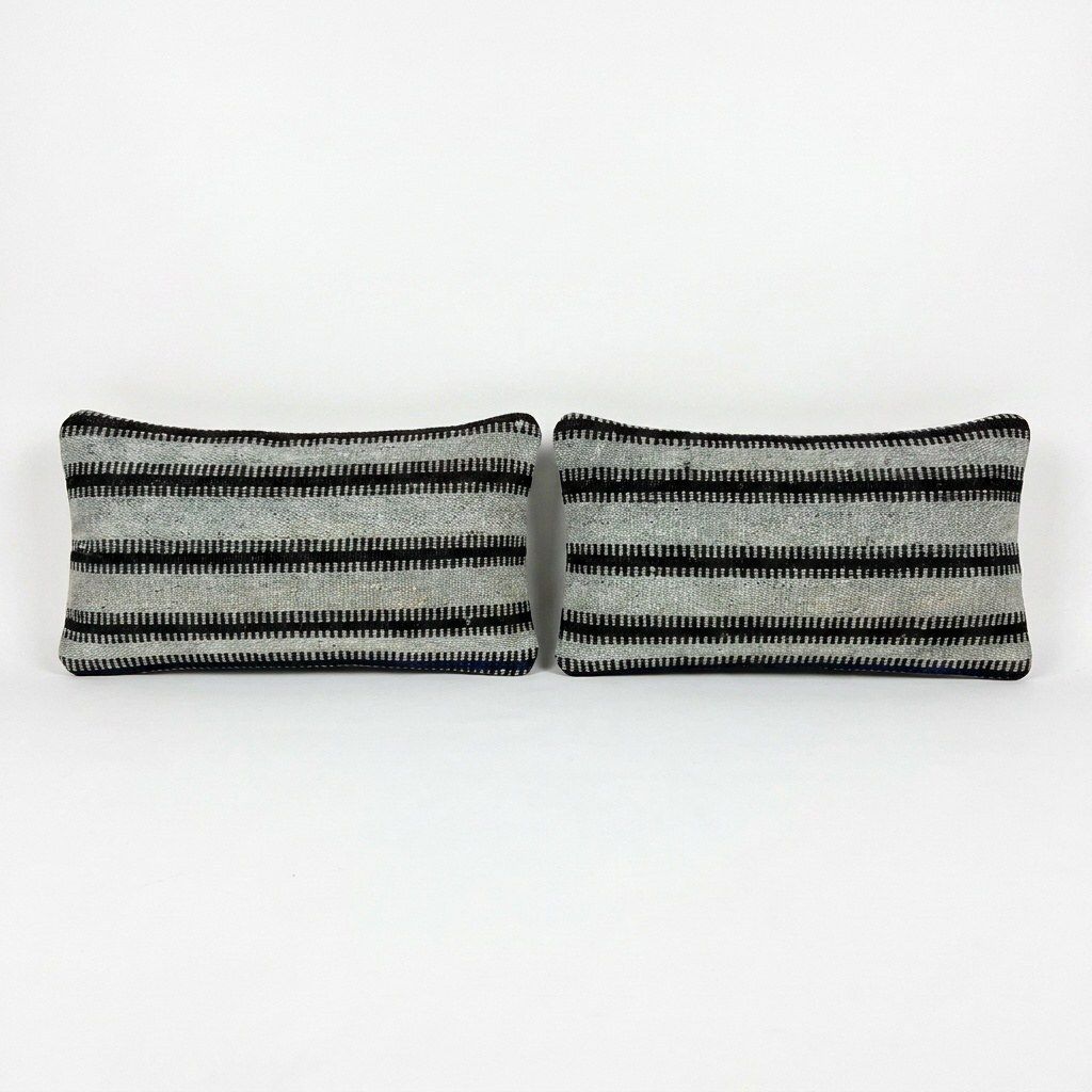 Turkse Kilim Lendenkussen Hoes 28 x 50 cm, Set van Twee