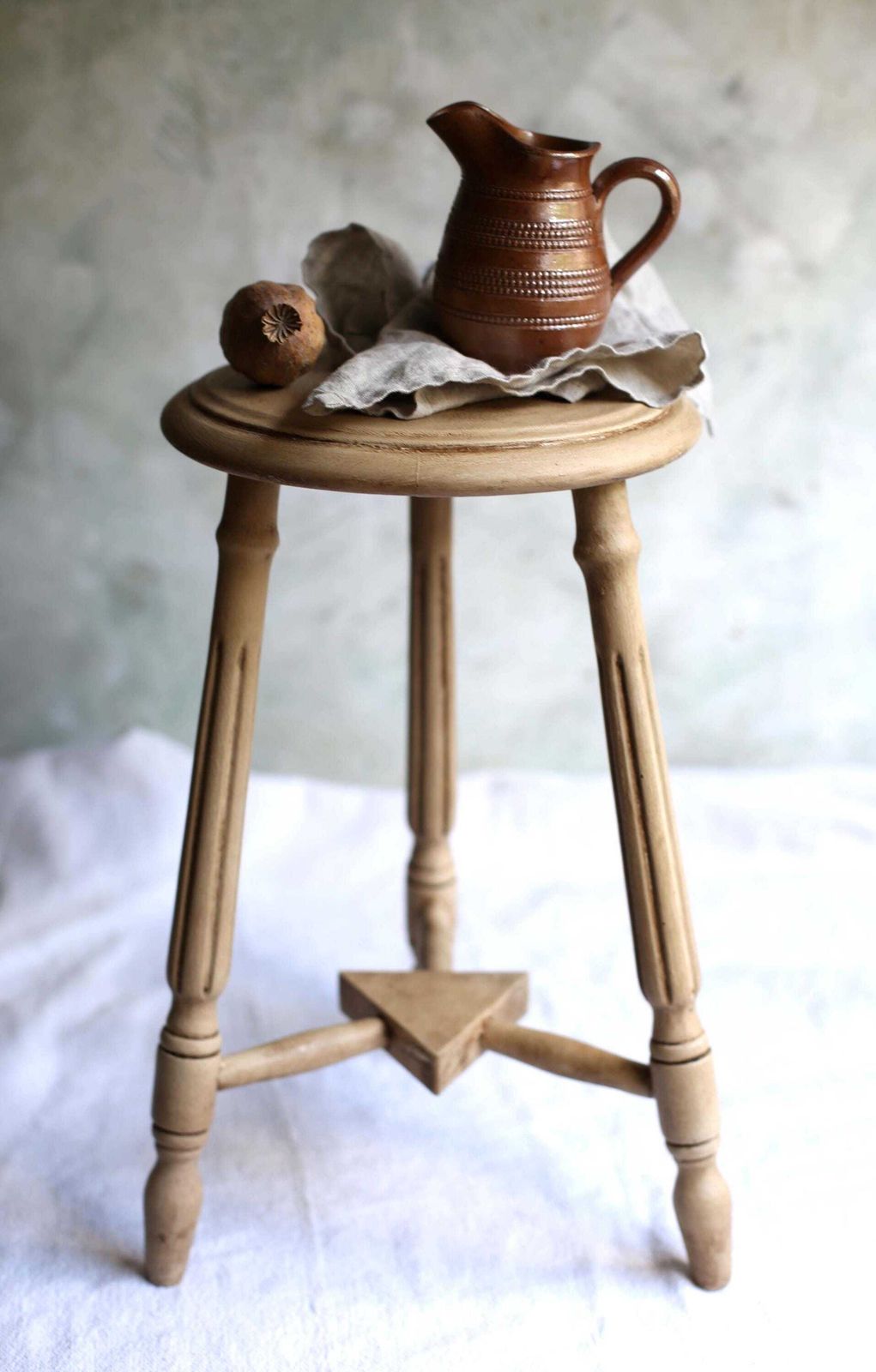 photo for sale Antique Stool Painted Wooden Arts And Crafts Seat