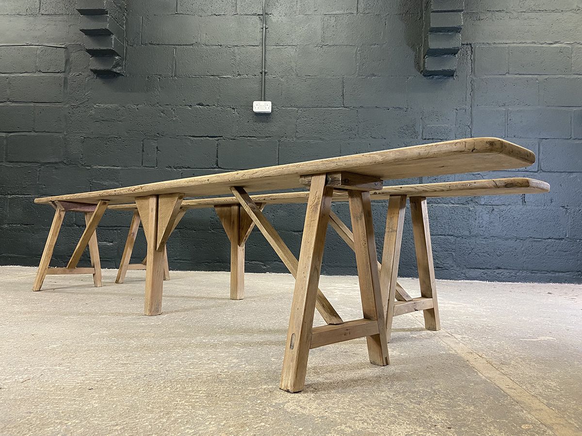 Pair Of French Oak Farmhouse Benches. 2.5 Meters Long photo 995.0