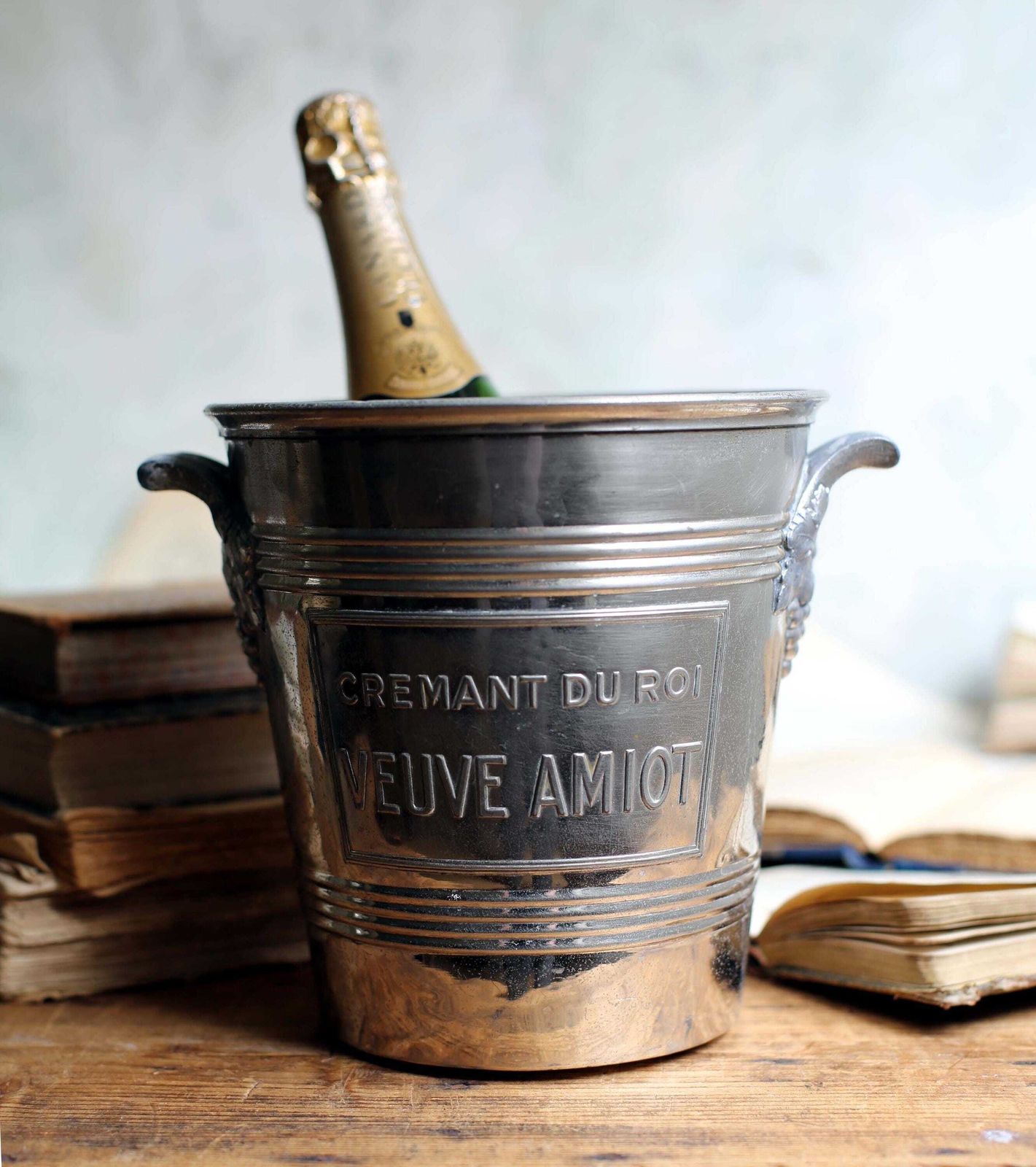 Antique Silver Plate Champagne Bucket Veuve Amiot Ice Wine Cooler Cremant Du Roi