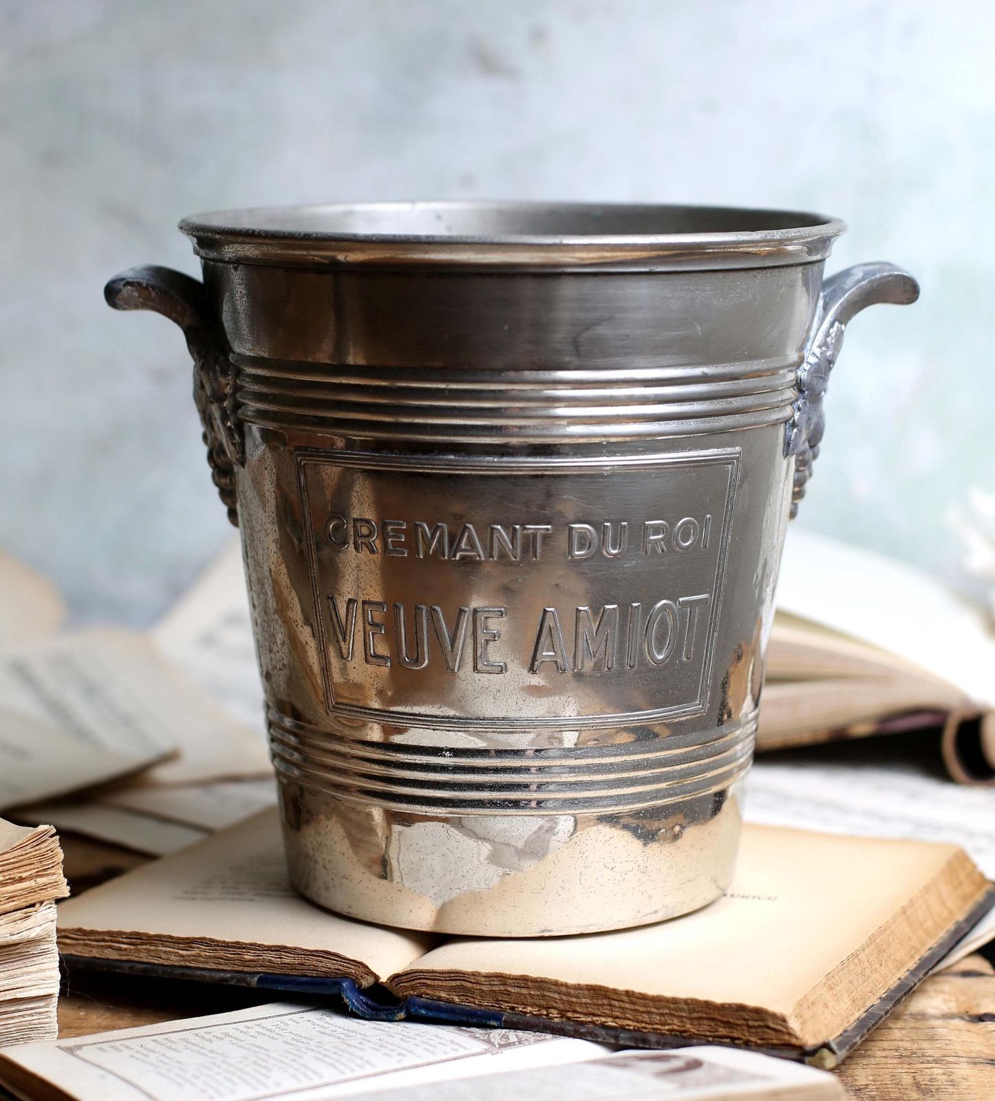 Antique Silver Plate Champagne Bucket Veuve Amiot Ice Wine Cooler Cremant Du Roi photo buy