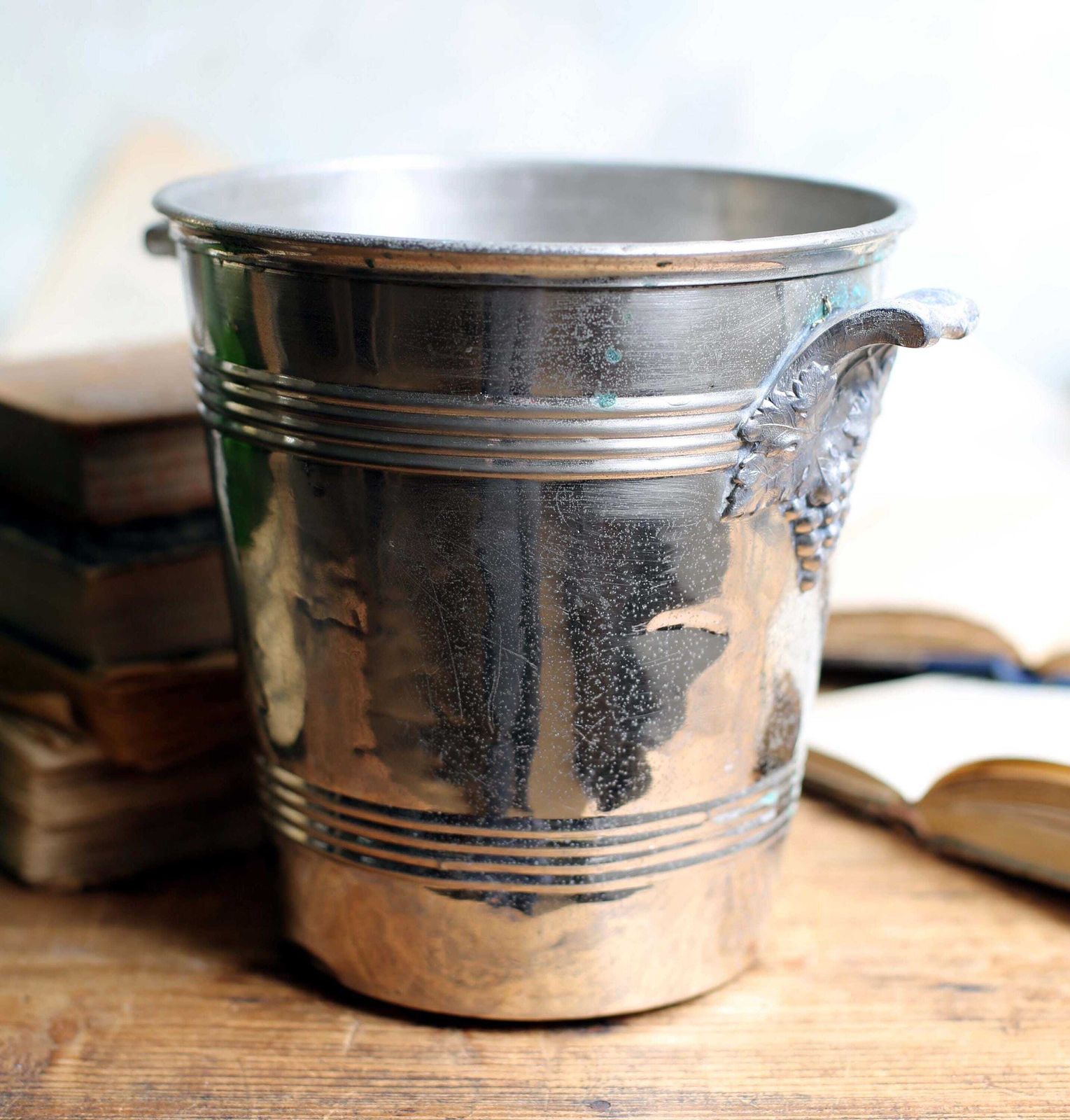 152.0 Antique Silver Plate Champagne Bucket Veuve Amiot Ice Wine Cooler Cremant Du Roi photo