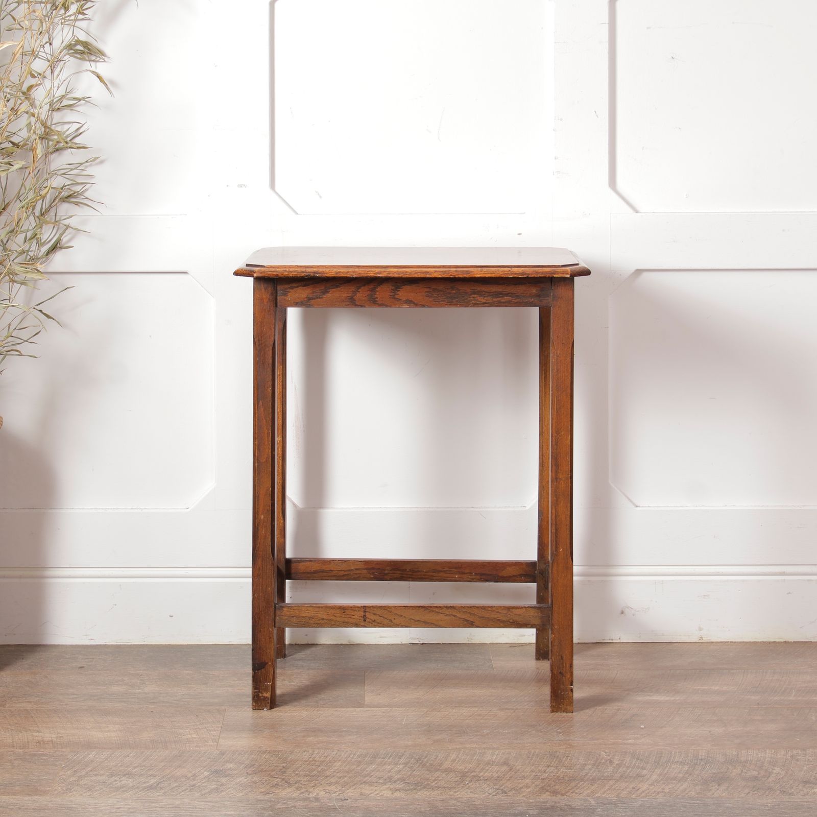 Vintage Oak Side Table With Chamfered Legs photo 114.0