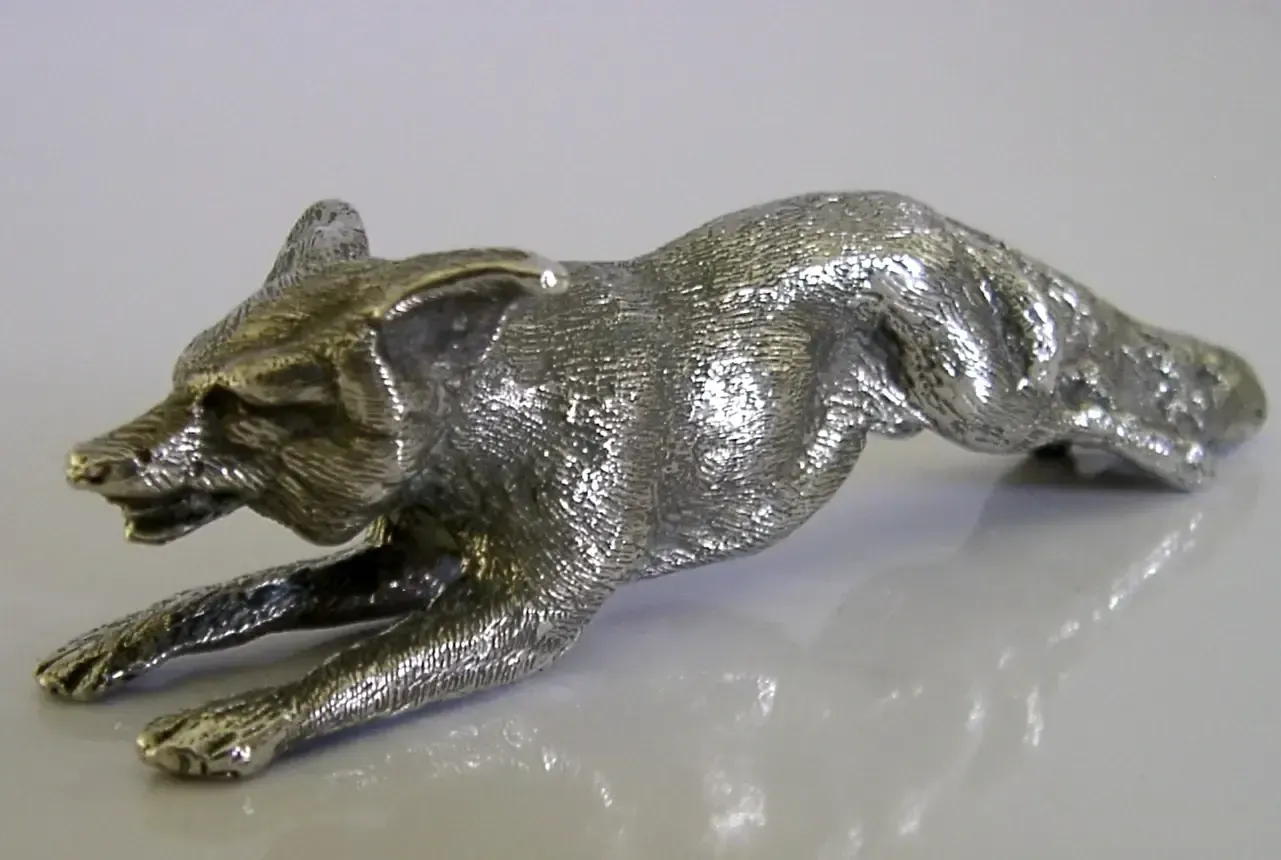 Zwaar 104g Engels sterling zilver lopende vos figuur 1968 dier jacht photo furniture