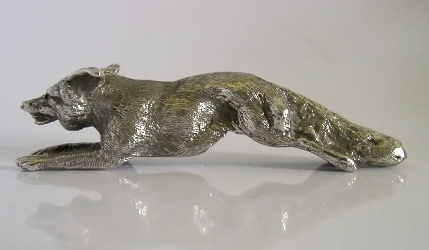 Heavy 104g English Sterling Silver Running Fox Figure 1968 Animal Hunting photo 444.98