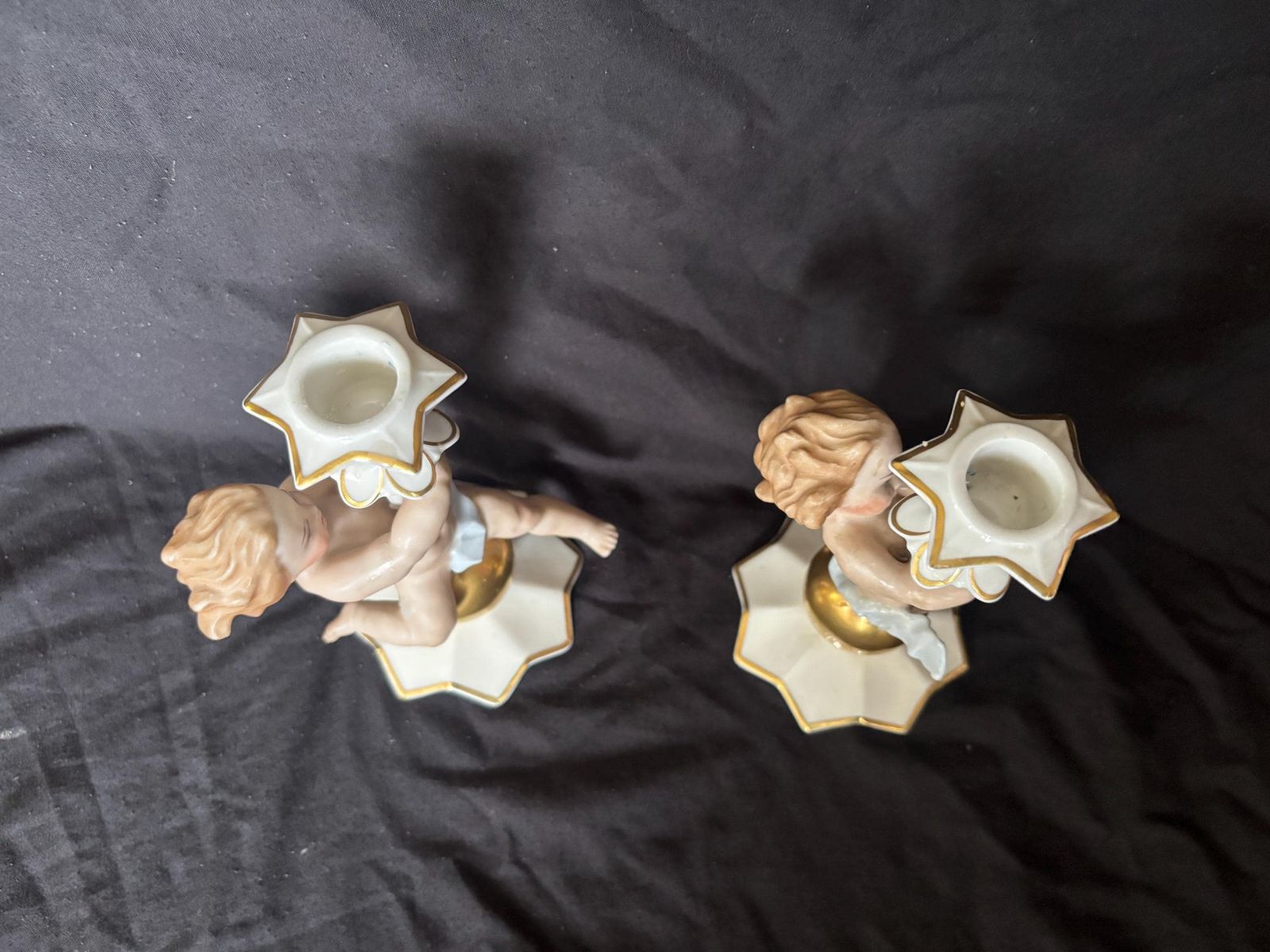 Pair Of Hutschenreuther Cherub / Putti Porcelain Candle Holders   Karl Tutter photo 195.0