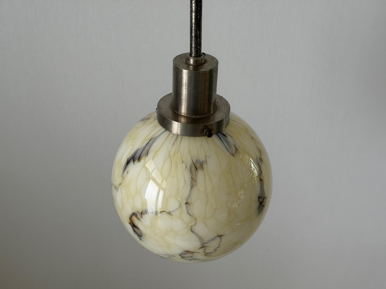Art Deco Exceptional Cinema Ceiling Lamp With Glass Ball , 1930s, France photo vinterior