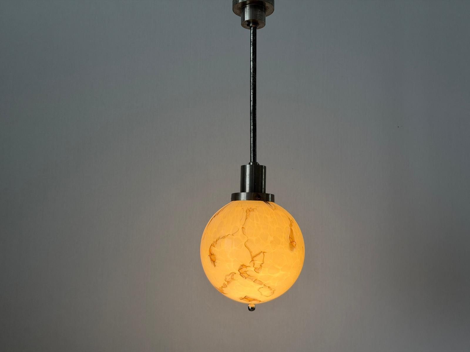 photo for sale Art Deco Exceptional Cinema Ceiling Lamp With Glass Ball , 1930s, France