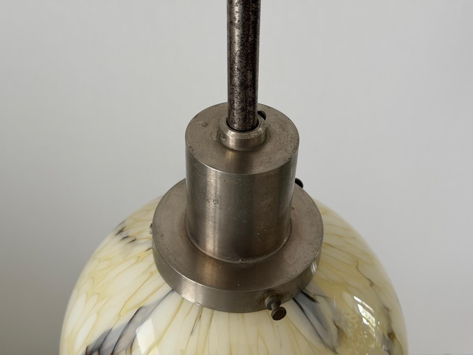 photo vinterior Art Deco Exceptional Cinema Ceiling Lamp With Glass Ball , 1930s, France