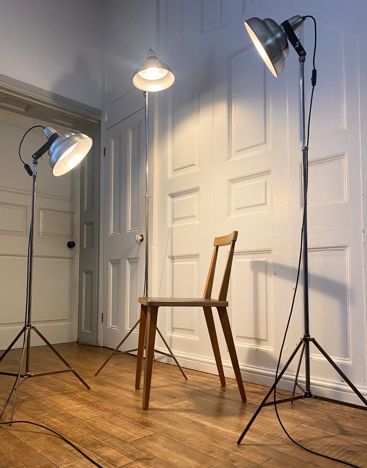 1 Of 3 Vintage Photography Studio, Adjustable Height Floor Lamp.
