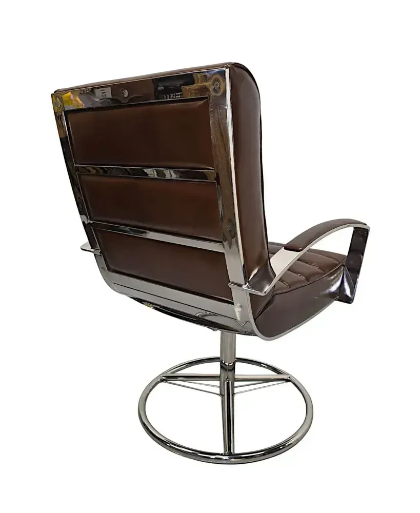 Bureaustoel of Kantoorstoel in Mid-Century Stijl, Leer en Chroom, Draaibaar photo vinterior