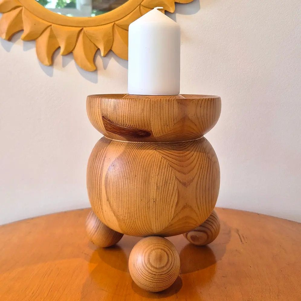 1970's Brutalist Candle Holder By Stig Johnsson: Mid Century Modernist Style
