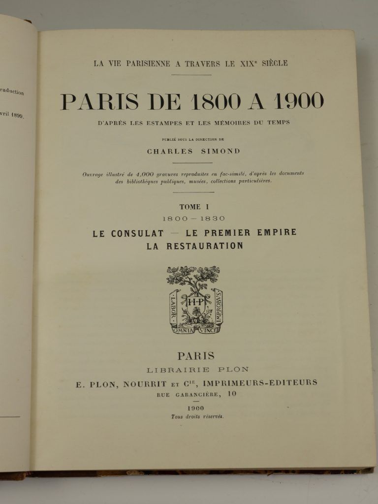 photo furniture Antique 19th Century First Edition Set 'Paris De 1800 à 1900' By Charles Simond