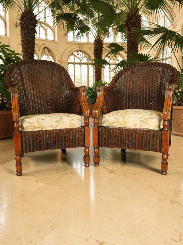 Rare Pair Of 1930s "Zeppelin" Lloyd Loom Armchairs By W. Lusty & Sons photo furniture