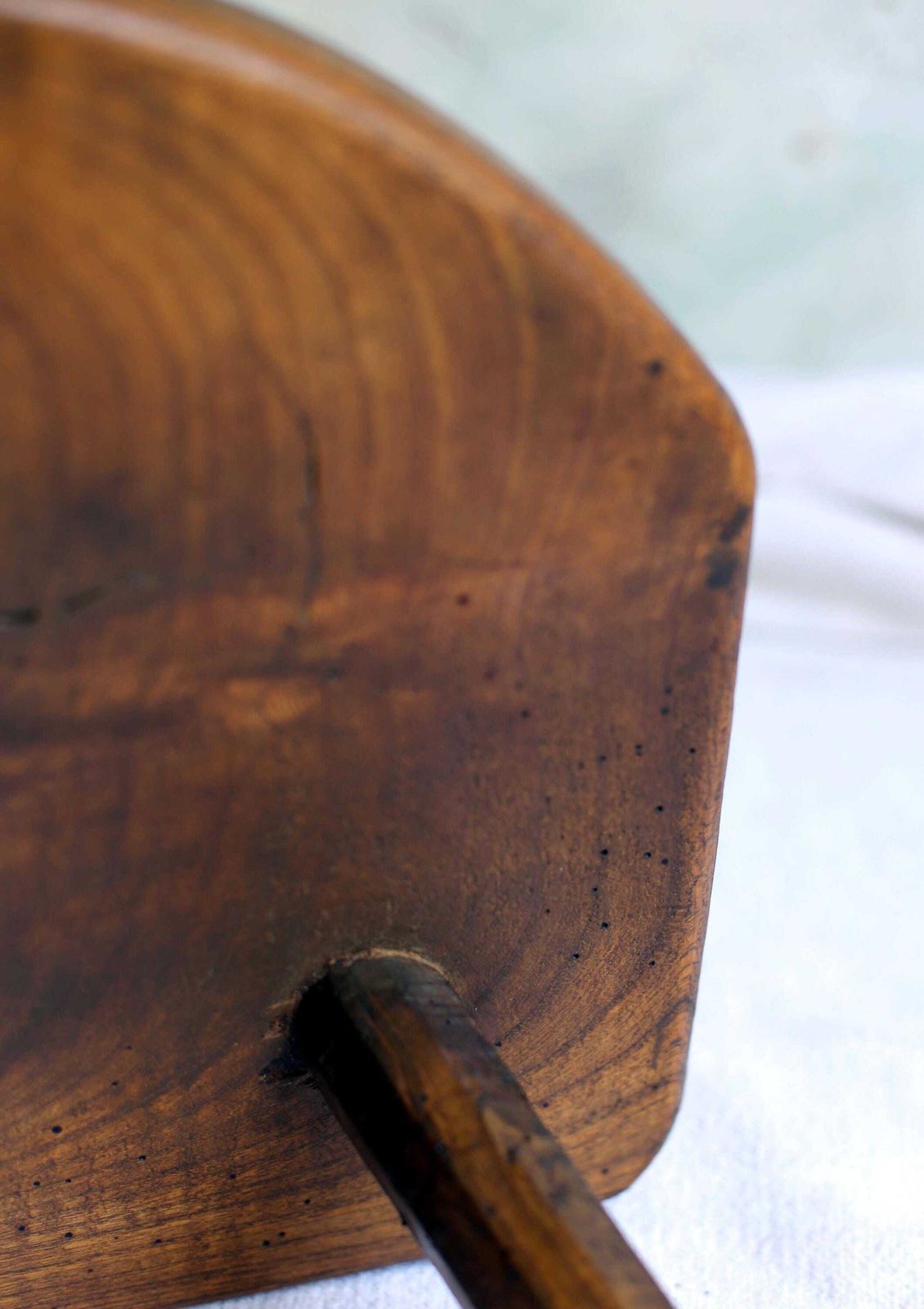photo buy Primitive French Milking Stool Low Rustic Farmhouse Side Table Antique Oak Footstool