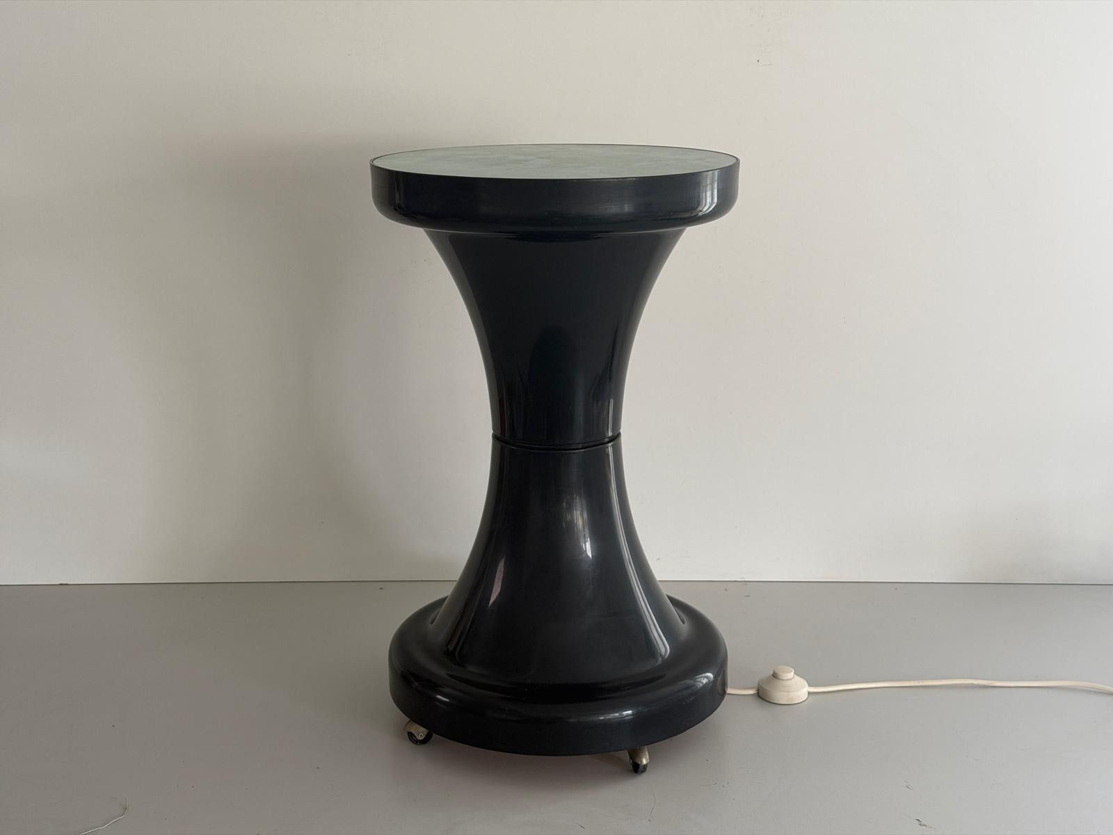 Space Age Black Plexi Body And Glass Cover Floor Lamp, 1970s, Italy photo for sale