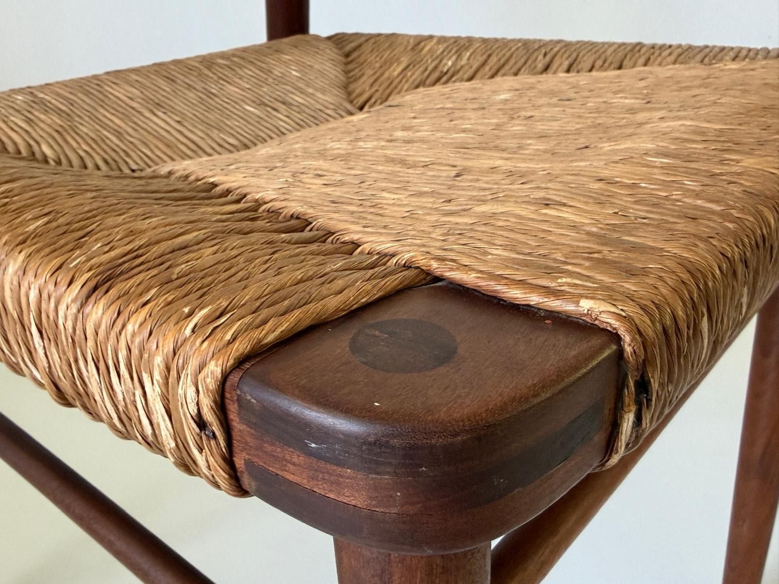 1665.0 Straw And Teak Pair Of Chairs, 1960s, Denmark photo
