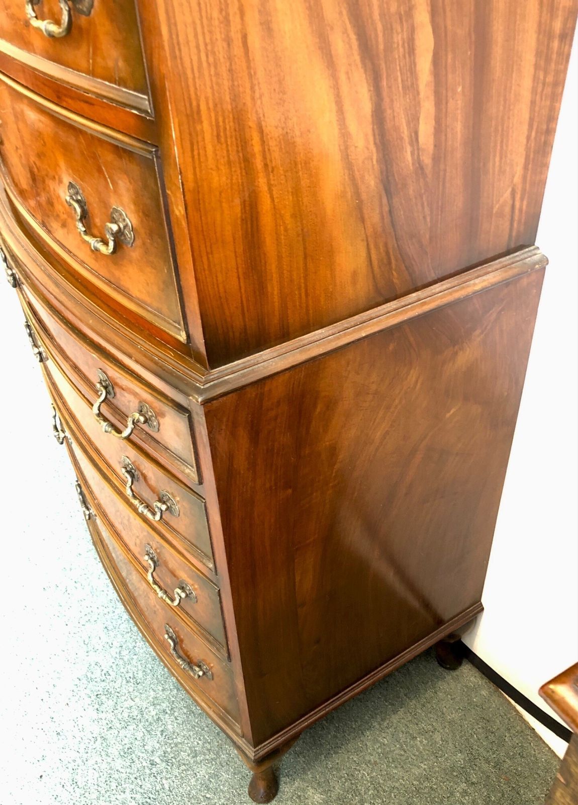 Small Early 20th Century Bow Fronted Walnut Tallboy photo buy