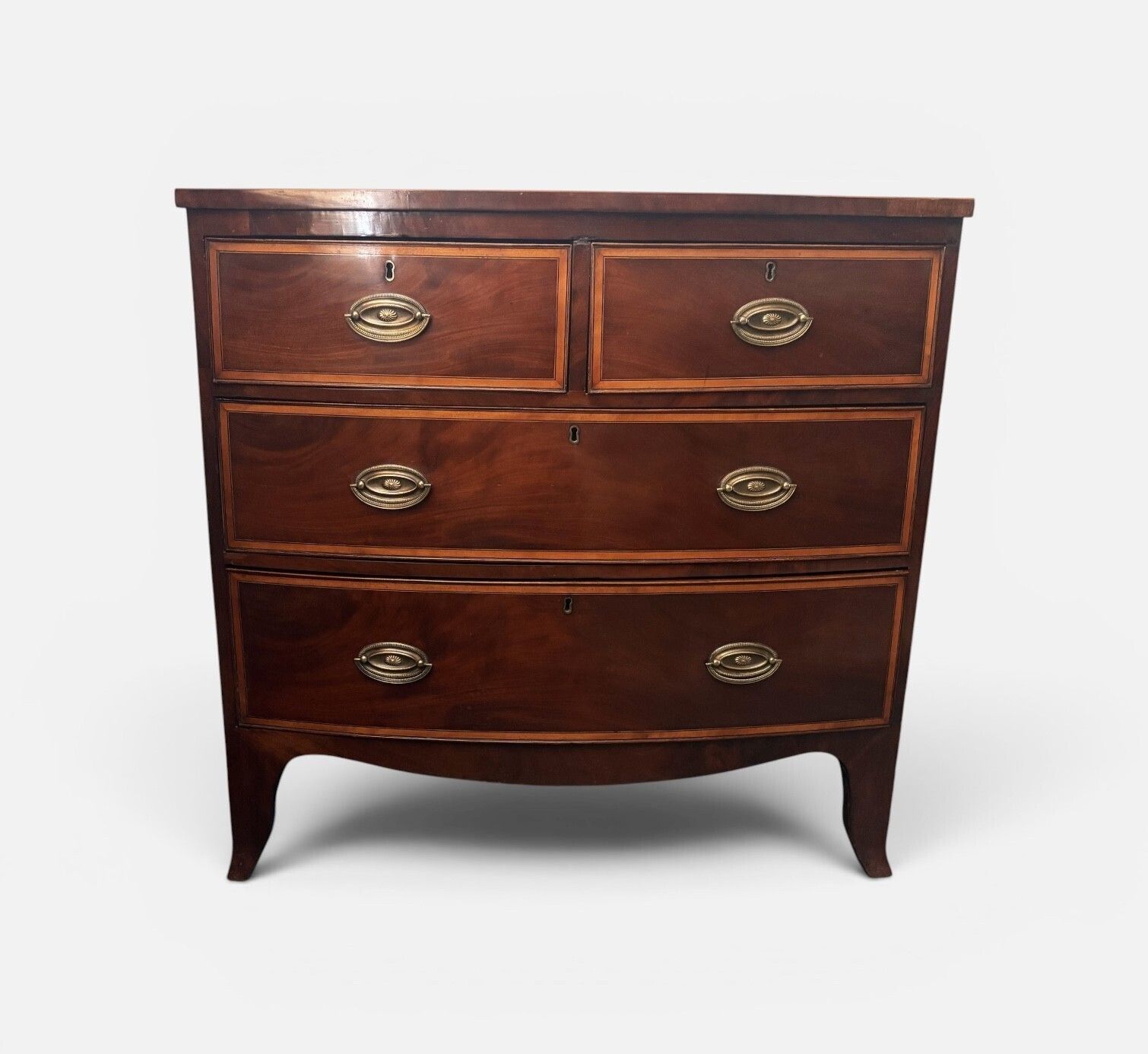 Regency Mahogany Small Bow Front Chest Of Drawers