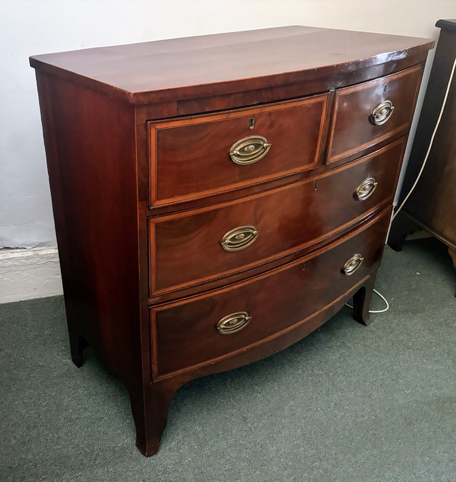 Regency Mahogany Small Bow Front Chest Of Drawers photo vinterior