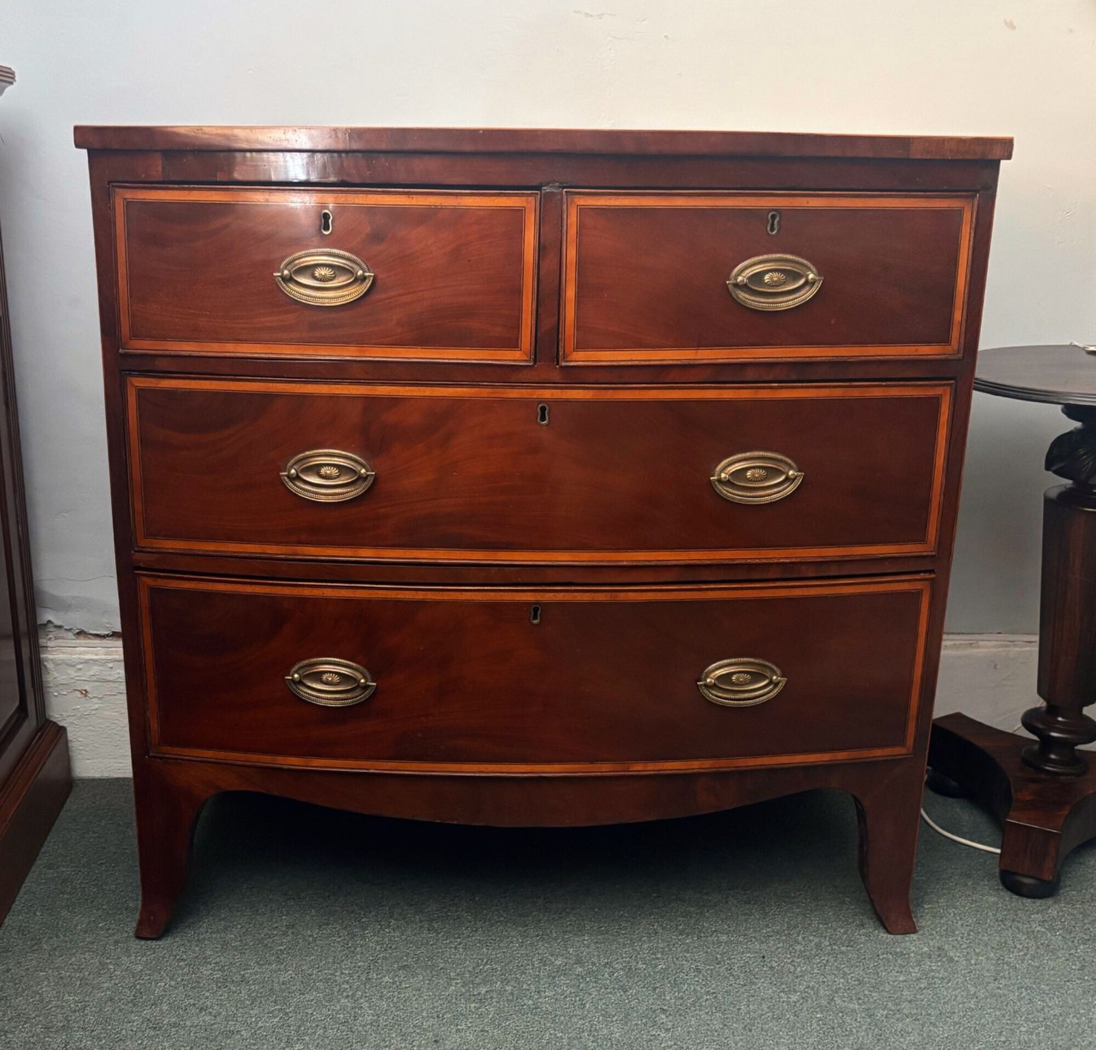 photo for sale Regency Mahogany Small Bow Front Chest Of Drawers