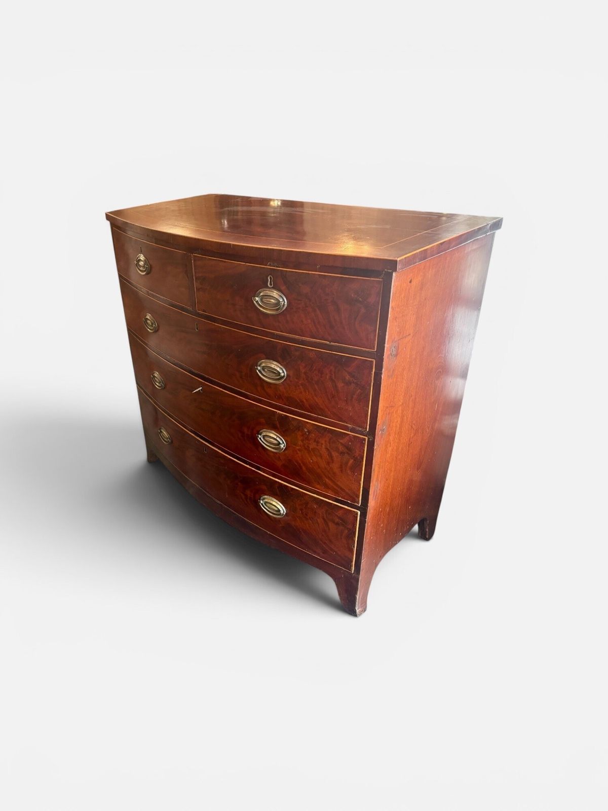 Regency Mahogany And Cross Banded Bow Front Chest Of Drawers