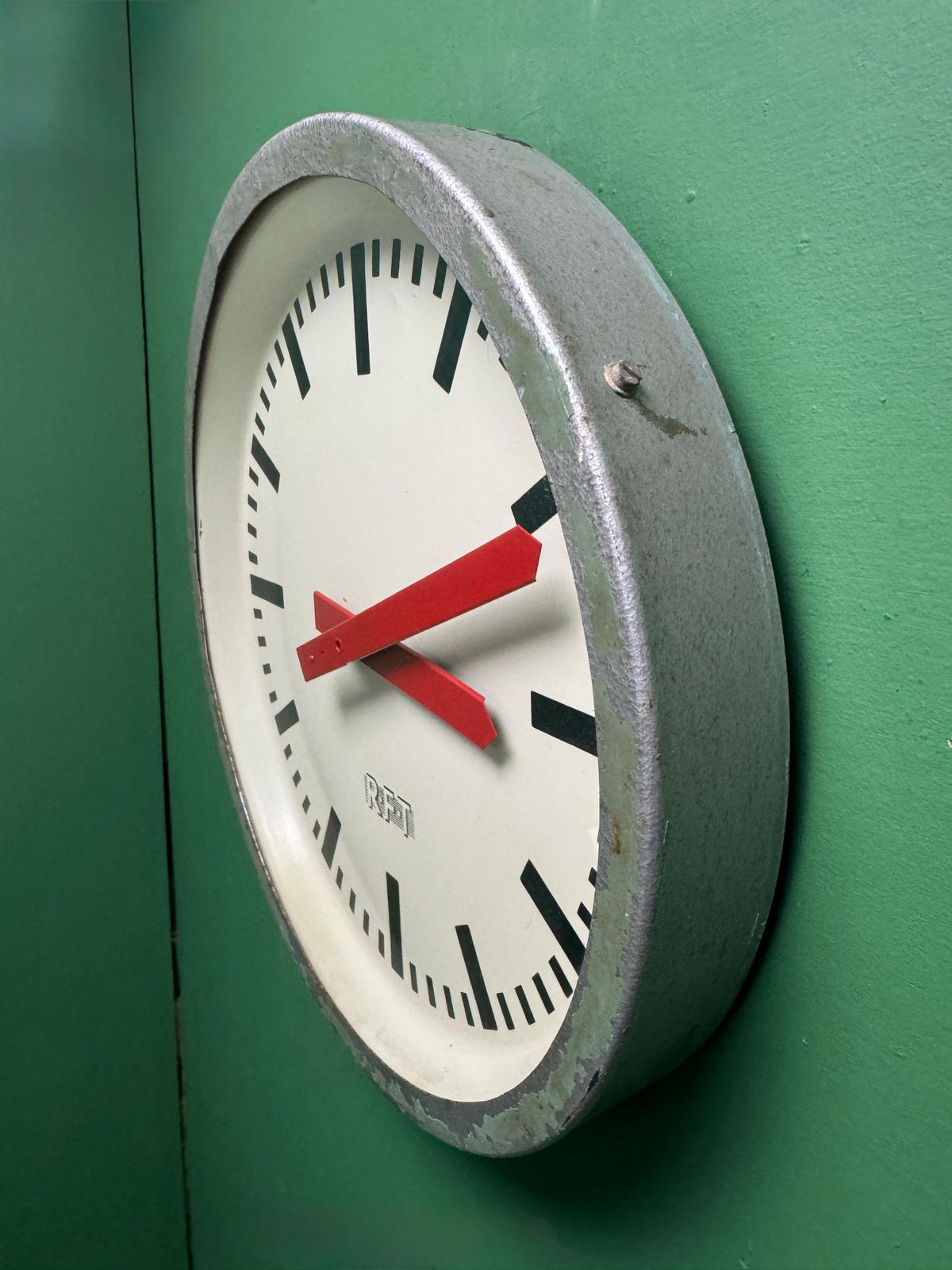 1970s East German Industrial Factory Clock By Rft photo vinterior