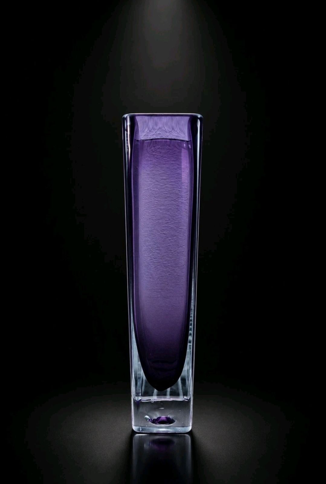 Purple Sommerso Style Art Glass Vase Geometric Form photo for sale