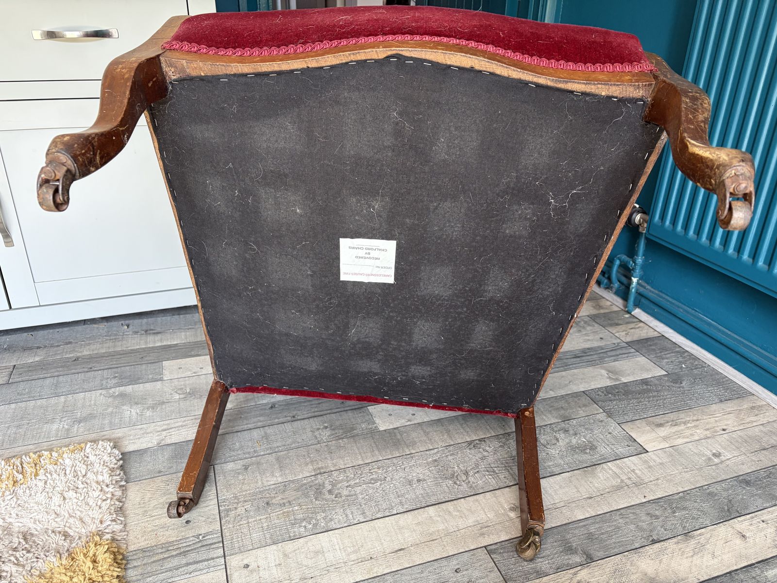 Vintage Red Armchair   Recovered And In Good Condition photo for sale