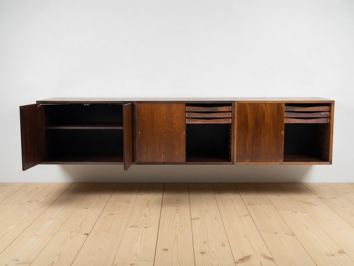 Poul Cadovius Floating Wall Mounted Rosewood Sideboard By Cado, 1960s. photo for sale