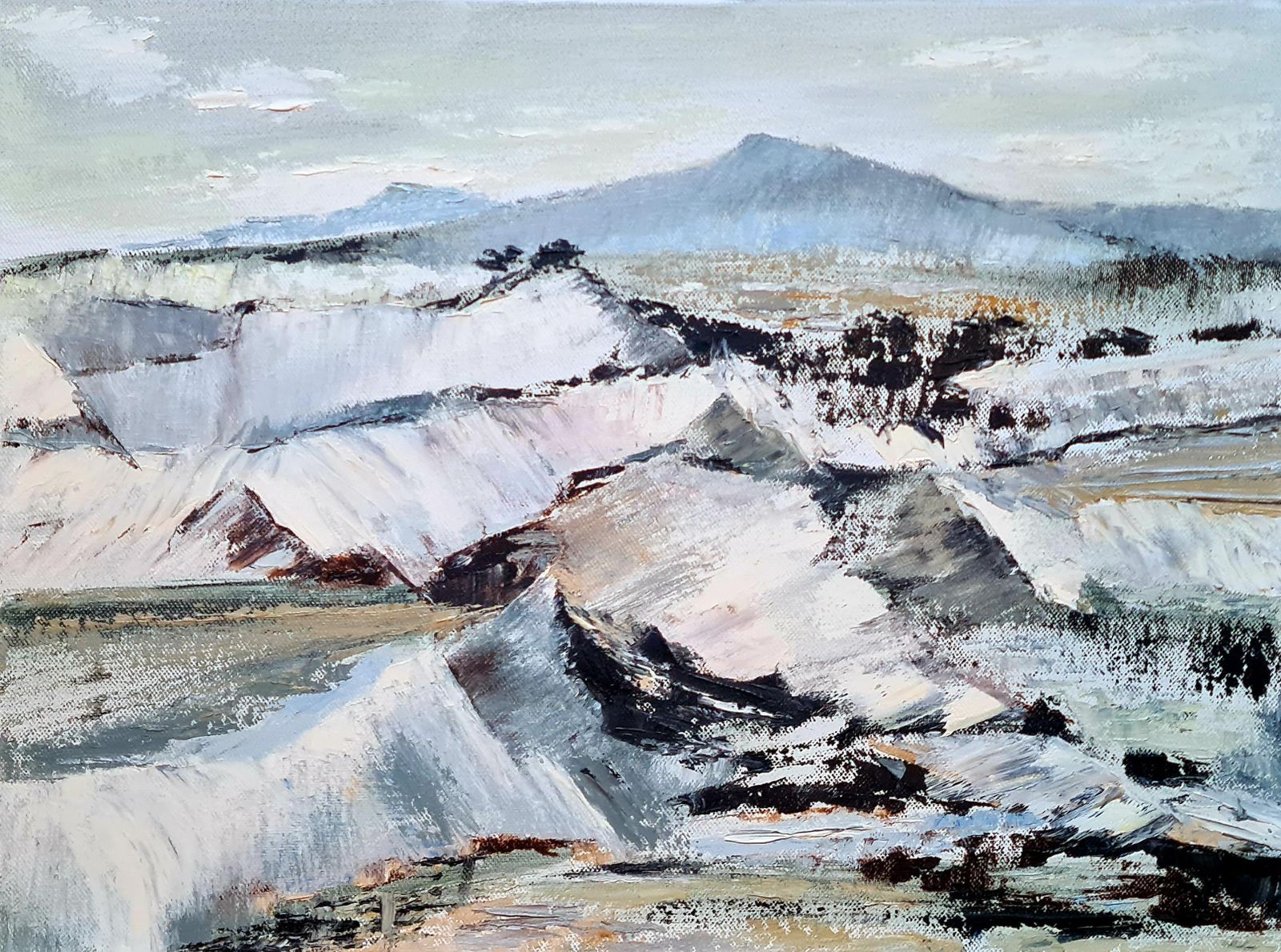 Mountain Landscape Oil On Canvas, Modern Style, Late 20th Century