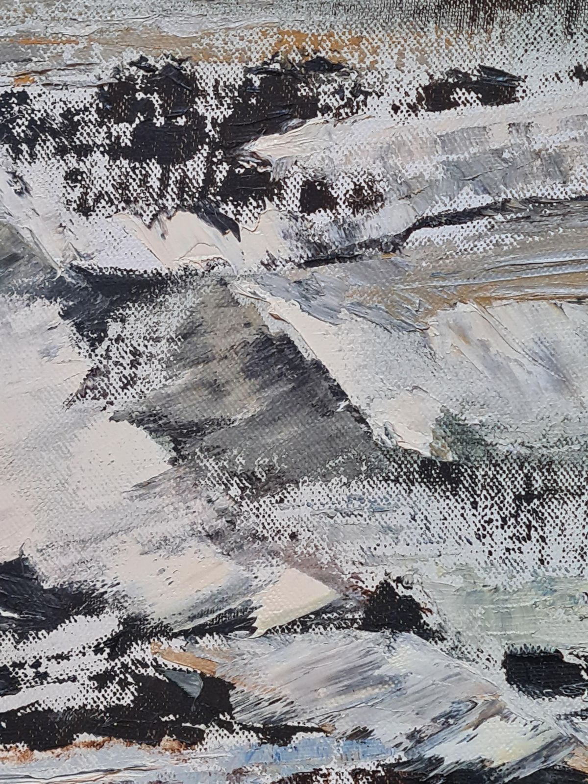 Mountain Landscape Oil On Canvas, Modern Style, Late 20th Century photo Art