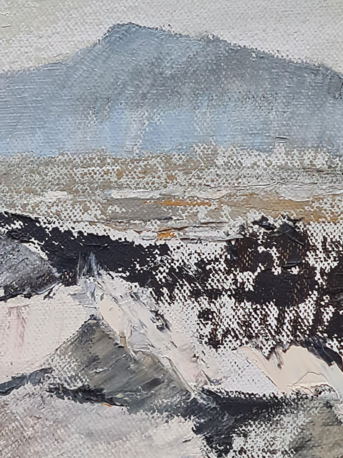 Mountain Landscape Oil On Canvas, Modern Style, Late 20th Century photo vintage