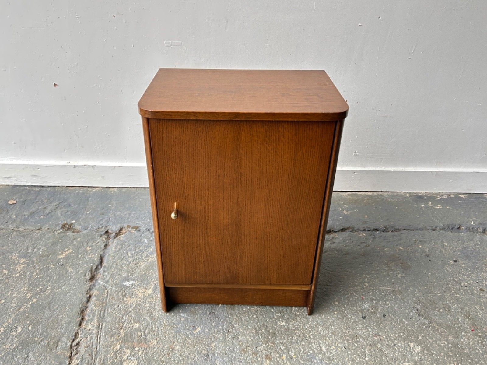 Vintage ‘Utility Furniture’ Oak Bedside Cabinet / Nightstand photo for sale
