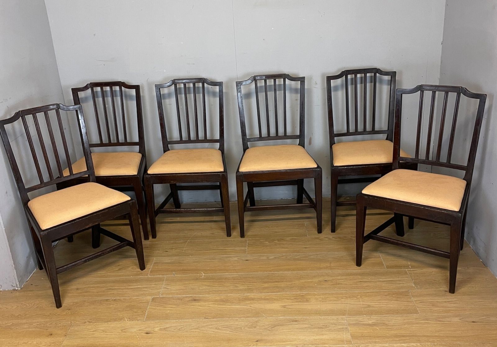 Set Of Six Late Georgian Mahogany Country Made Dining Chairs