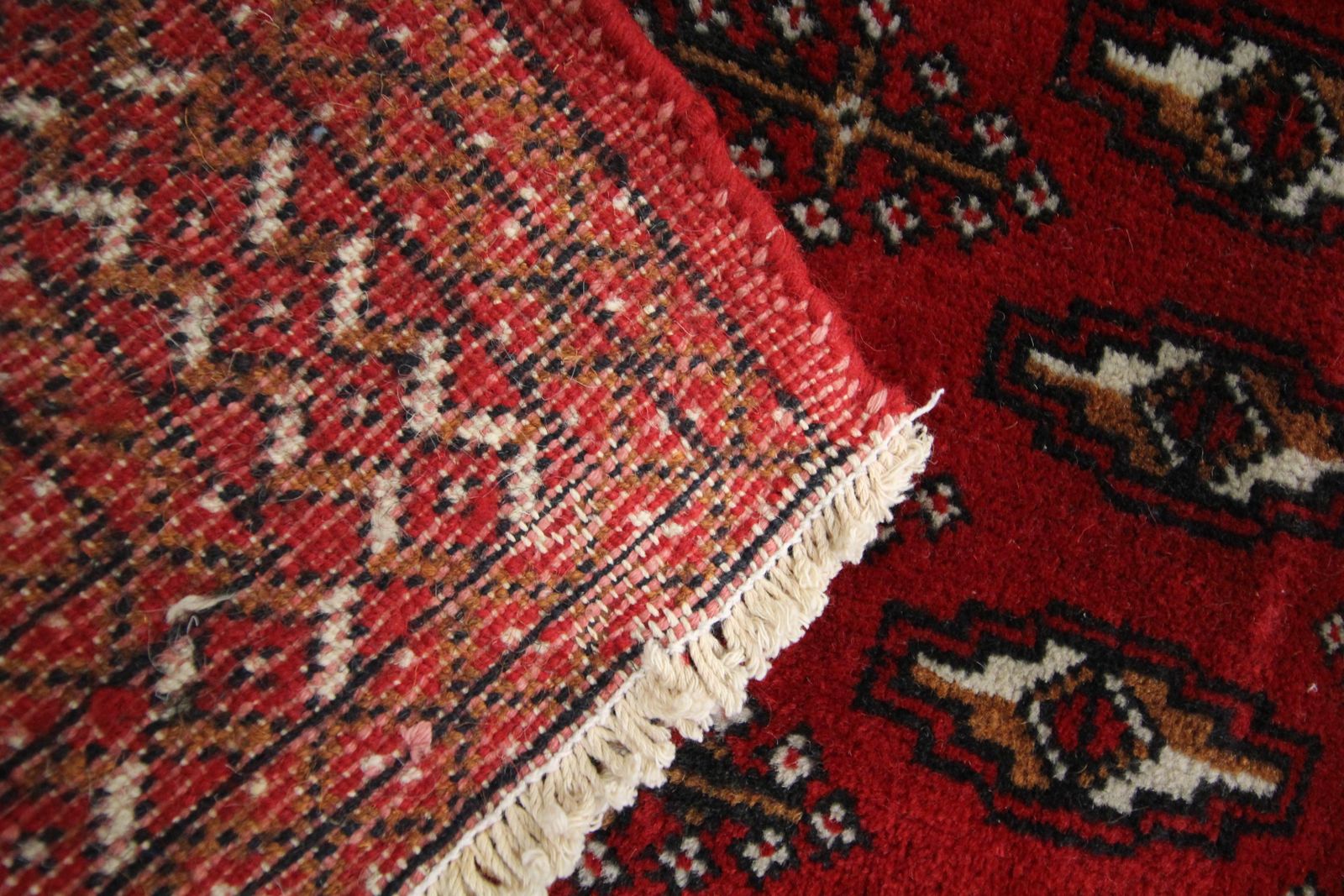 photo for sale Tapis de laine traditionnel rouge, Afghan Poshti, petit format, fait main, oriental