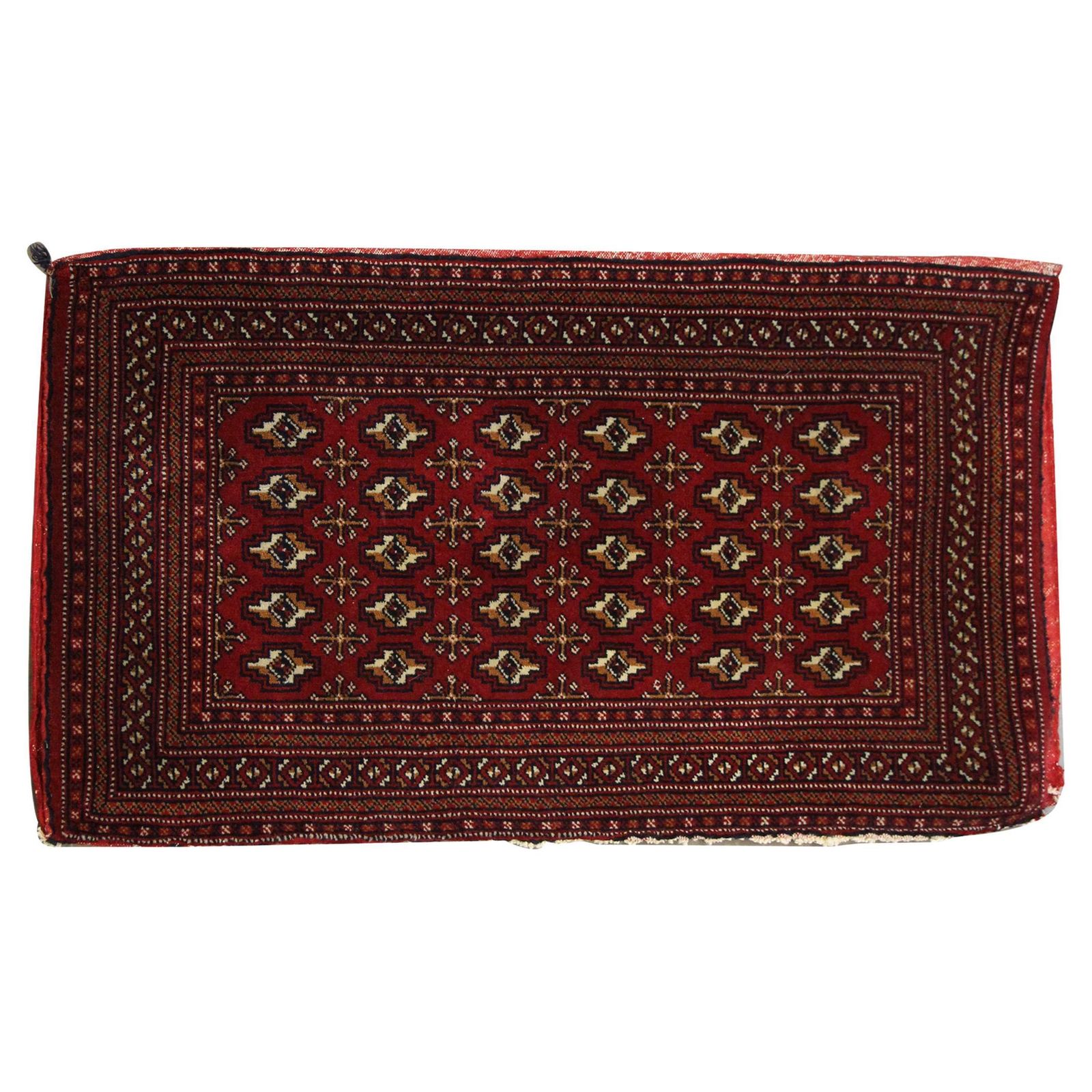 Wool Living Room Area Rug Handmade Turkman Carpet Red Poshti Rug