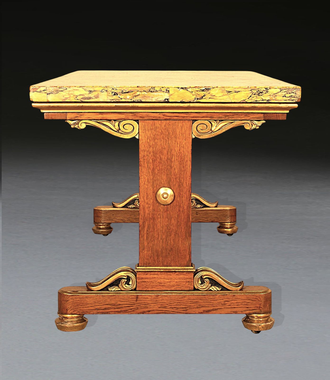 Regency Siena Marble, Oak & Giltwood Centre Table photo buy