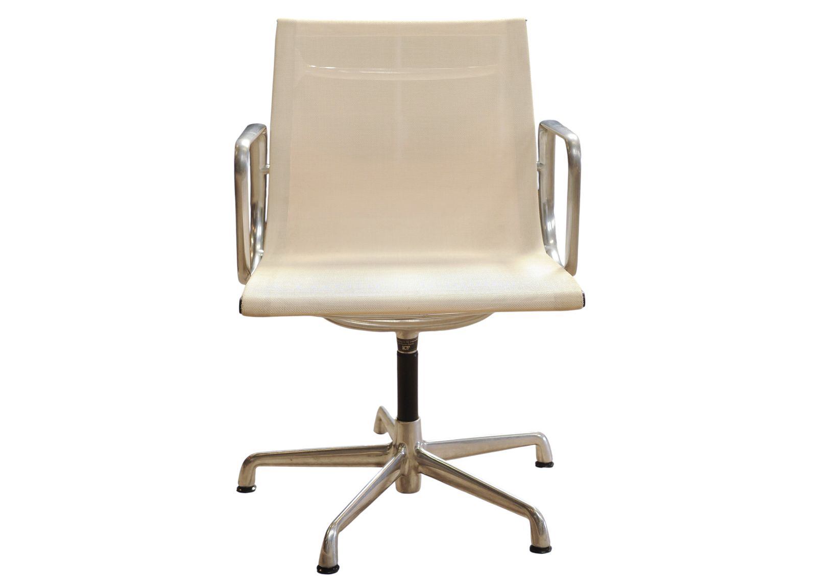 Eames Ea108 Hopsack Swivel Chair By Icf De Padova, Off White Steel photo vintage