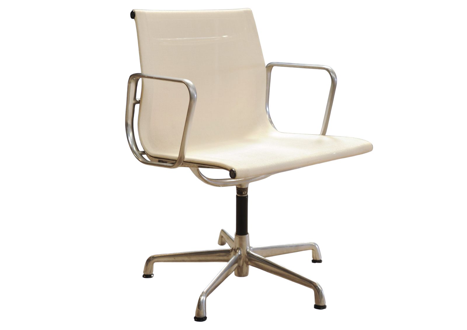 Eames Ea108 Hopsack Swivel Chair By Icf De Padova, Off White Steel